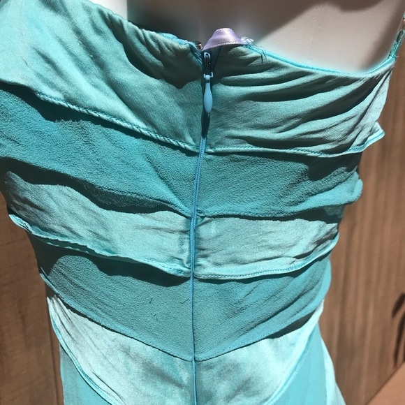 Y2K Tadashi Shoji Bandage Dress Crystal Blue Cocktail silk Slip Size 6 Vintage - Picture 5 of 9